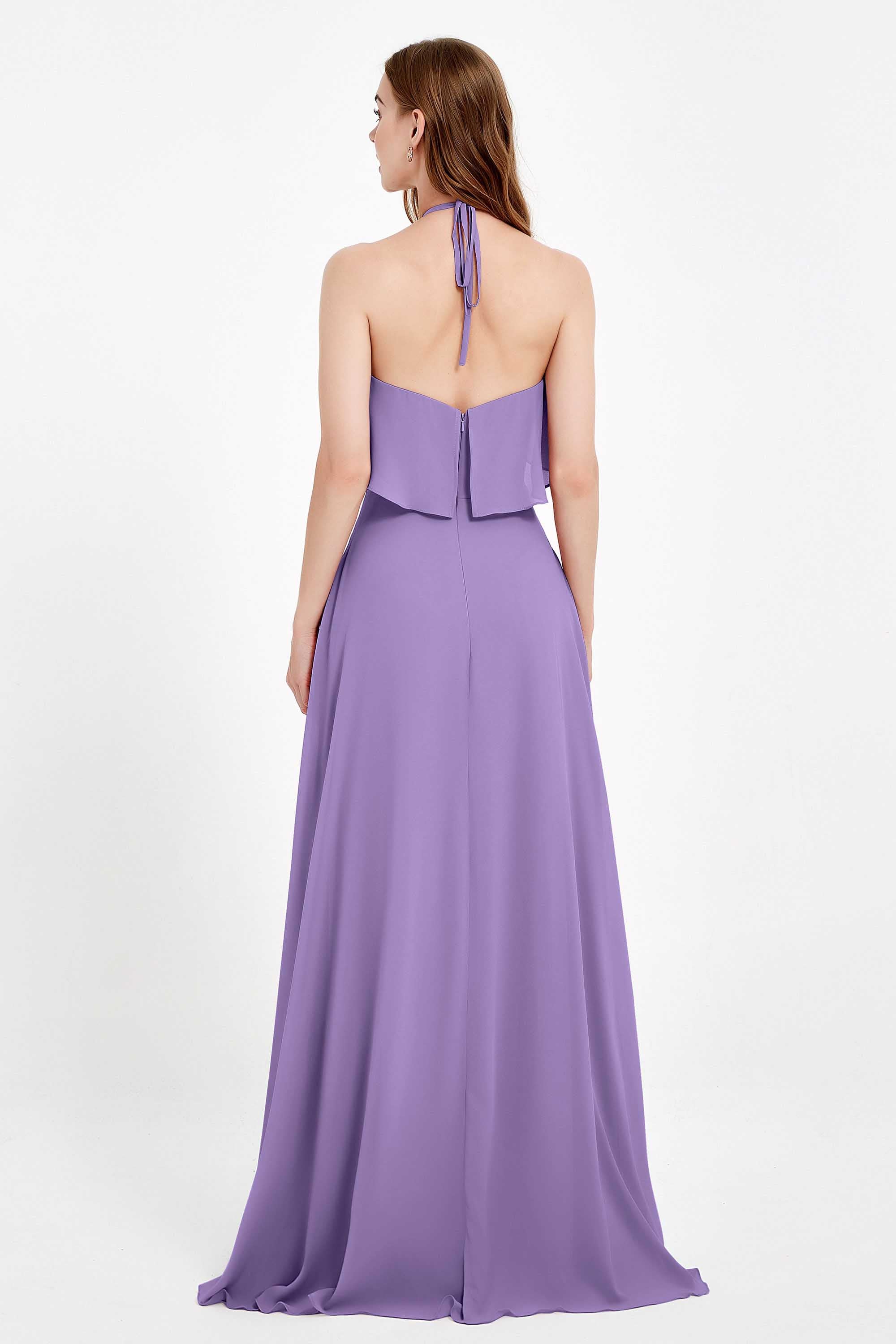 Glamour Chiffon Bridesmaid Dress A Line Sleeveless Ruffles Formal Evening Dresses Gowns
