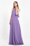 Glamour Chiffon Bridesmaid Dress A Line Sleeveless Ruffles Formal Evening Dresses Gowns