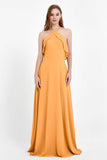 Glamour Chiffon Bridesmaid Dress A Line Sleeveless Ruffles Formal Evening Dresses Gowns