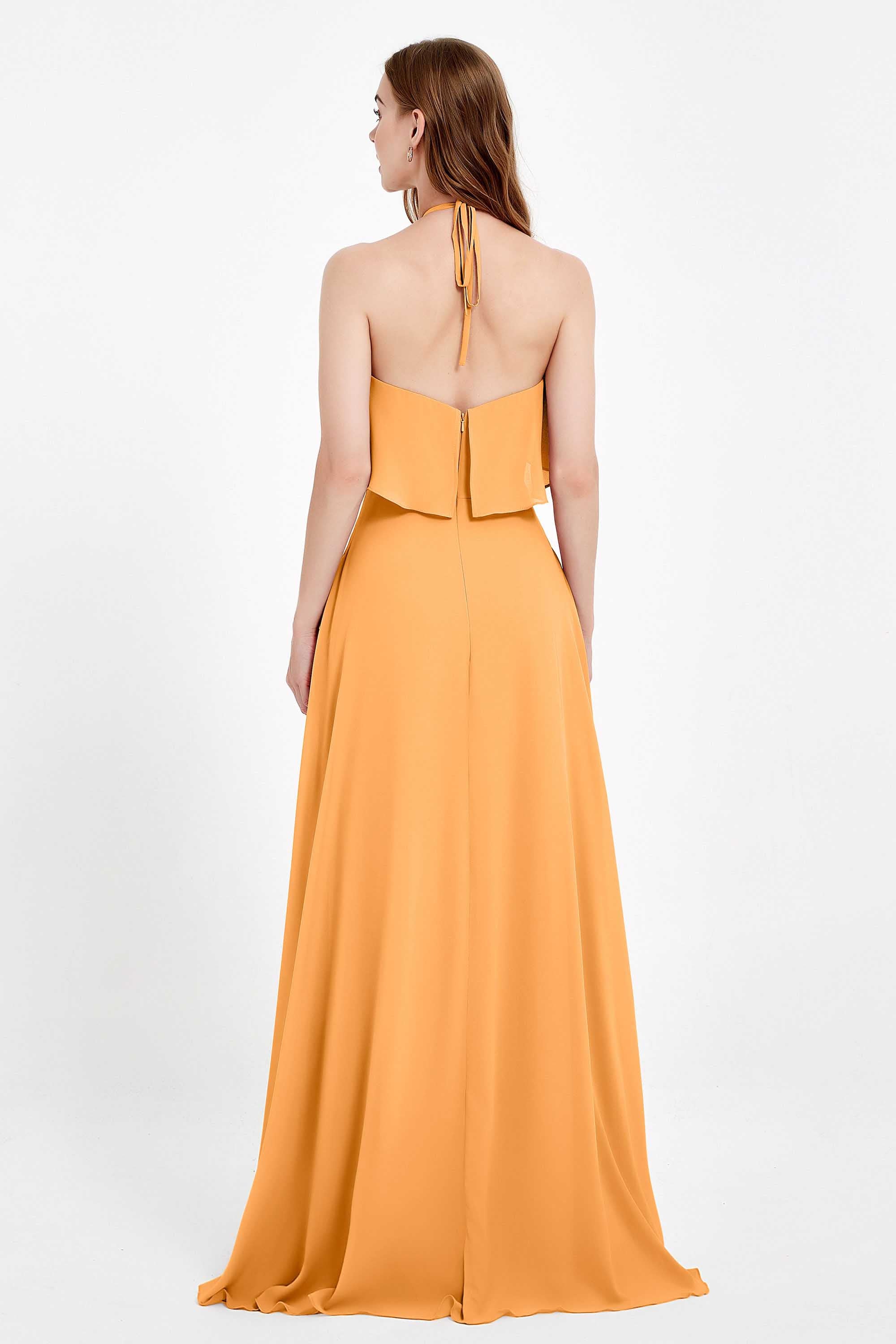 Glamour Chiffon Bridesmaid Dress A Line Sleeveless Ruffles Formal Evening Dresses Gowns
