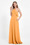 Glamour Chiffon Bridesmaid Dress A Line Sleeveless Ruffles Formal Evening Dresses Gowns