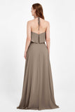 Glamour Chiffon Bridesmaid Dress A Line Sleeveless Ruffles Formal Evening Dresses Gowns