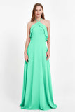 Glamour Chiffon Bridesmaid Dress A Line Sleeveless Ruffles Formal Evening Dresses Gowns