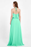 Glamour Chiffon Bridesmaid Dress A Line Sleeveless Ruffles Formal Evening Dresses Gowns
