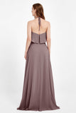 Glamour Chiffon Bridesmaid Dress A Line Sleeveless Ruffles Formal Evening Dresses Gowns