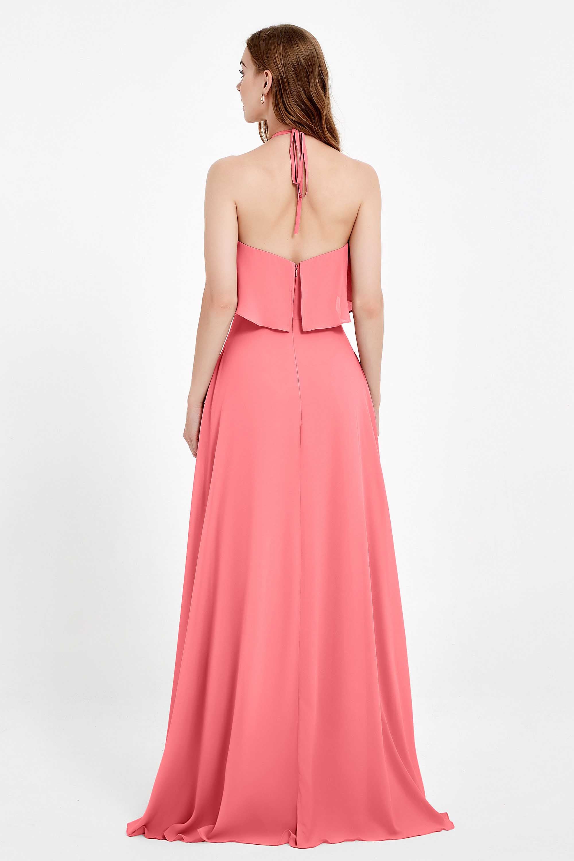 Glamour Chiffon Bridesmaid Dress A Line Sleeveless Ruffles Formal Evening Dresses Gowns