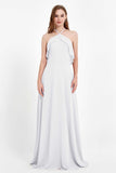 Glamour Chiffon Bridesmaid Dress A Line Sleeveless Ruffles Formal Evening Dresses Gowns
