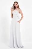 Glamour Chiffon Bridesmaid Dress A Line Sleeveless Ruffles Formal Evening Dresses Gowns