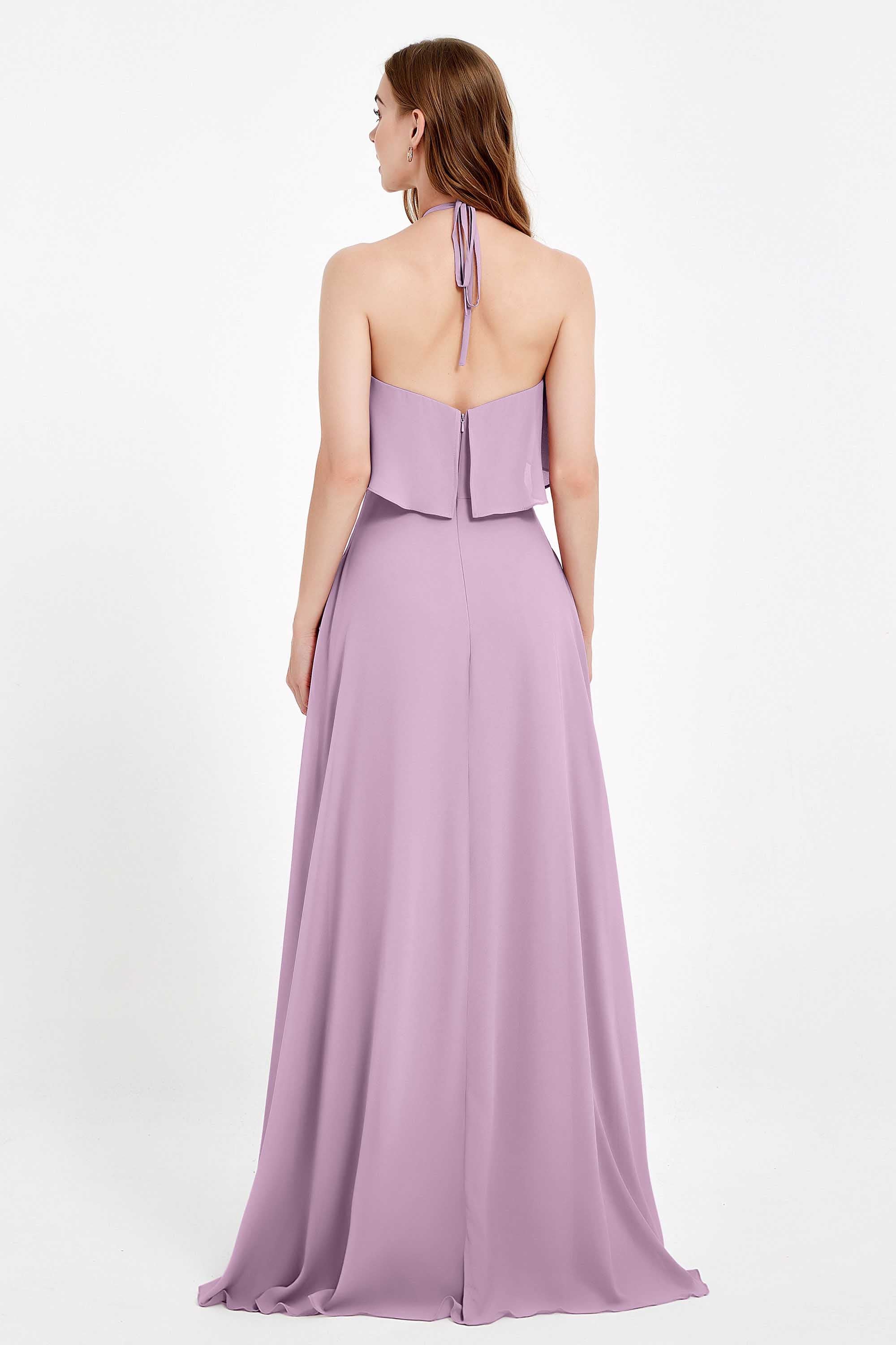 Glamour Chiffon Bridesmaid Dress A Line Sleeveless Ruffles Formal Evening Dresses Gowns