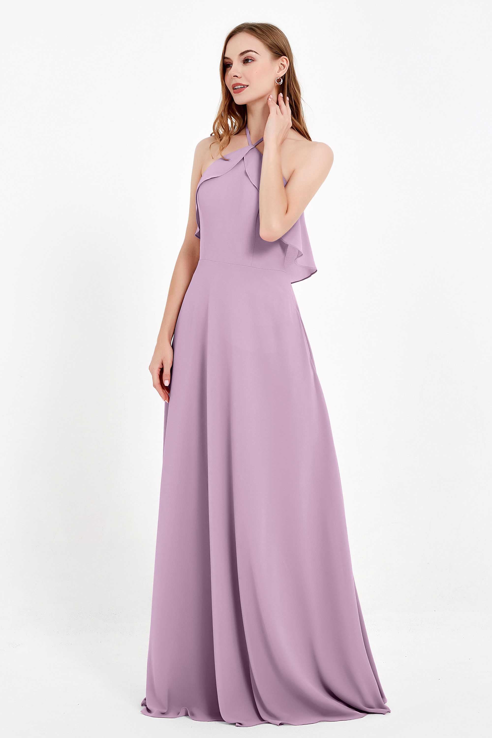 Glamour Chiffon Bridesmaid Dress A Line Sleeveless Ruffles Formal Evening Dresses Gowns