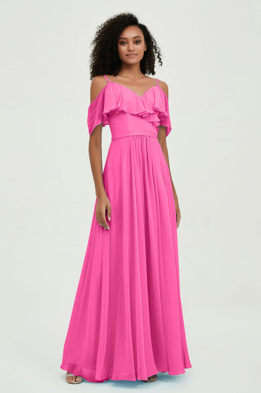floor-length bridesmaid dress chiffon a line off the shoulder formal evening dresses gowns