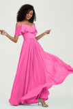floor-length bridesmaid dress chiffon a line off the shoulder formal evening dresses gowns