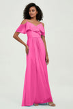 floor-length bridesmaid dress chiffon a line off the shoulder formal evening dresses gowns