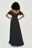 floor-length bridesmaid dress chiffon a line off the shoulder formal evening dresses gowns
