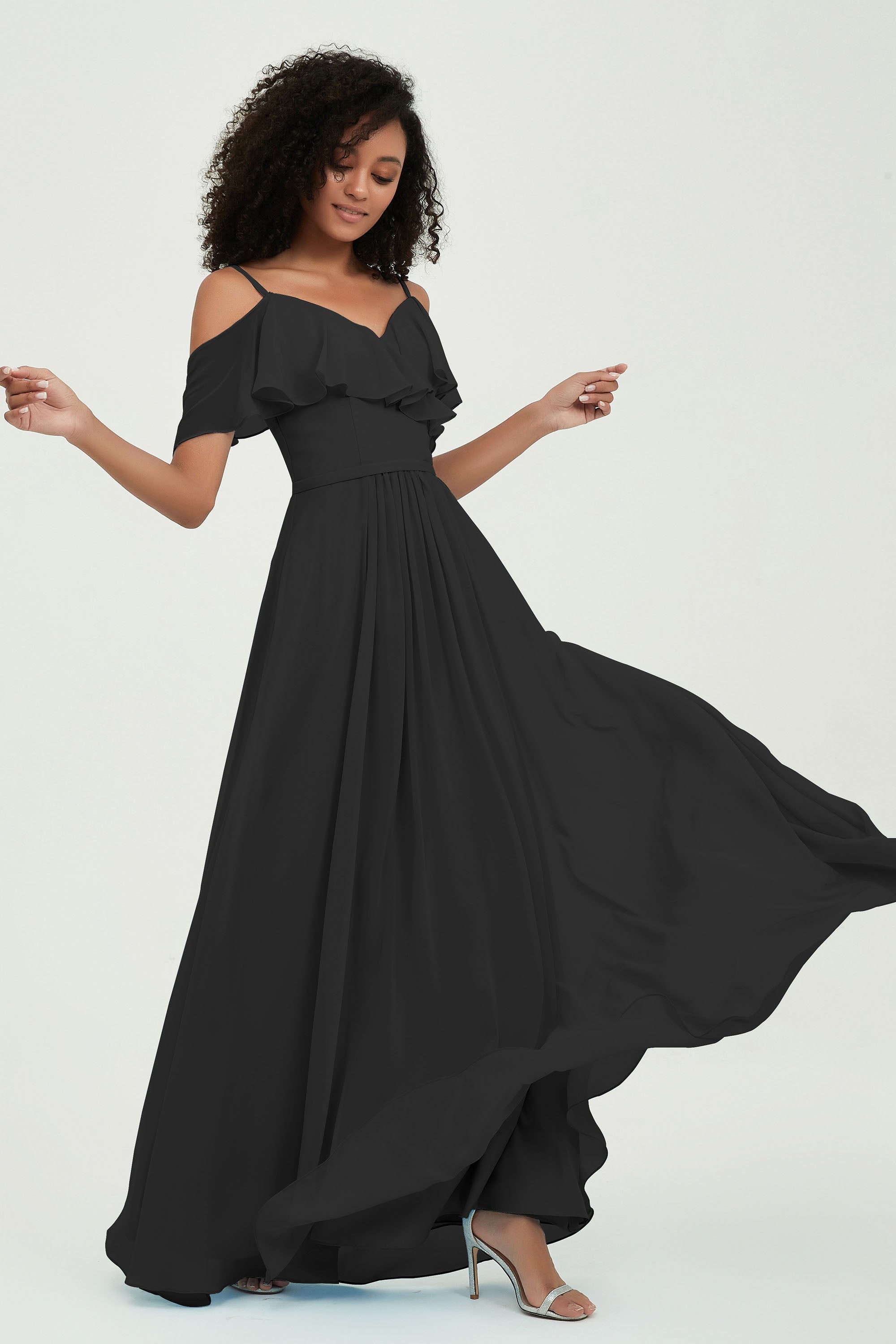 floor-length bridesmaid dress chiffon a line off the shoulder formal evening dresses gowns