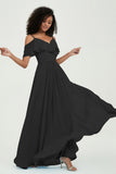 floor-length bridesmaid dress chiffon a line off the shoulder formal evening dresses gowns