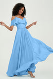 floor-length bridesmaid dress chiffon a line off the shoulder formal evening dresses gowns