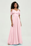 floor-length bridesmaid dress chiffon a line off the shoulder formal evening dresses gowns