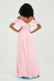 floor-length bridesmaid dress chiffon a line off the shoulder formal evening dresses gowns