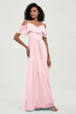 floor-length bridesmaid dress chiffon a line off the shoulder formal evening dresses gowns