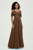 floor-length bridesmaid dress chiffon a line off the shoulder formal evening dresses gowns