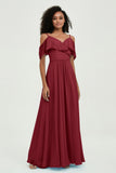 floor-length bridesmaid dress chiffon a line off the shoulder formal evening dresses gowns
