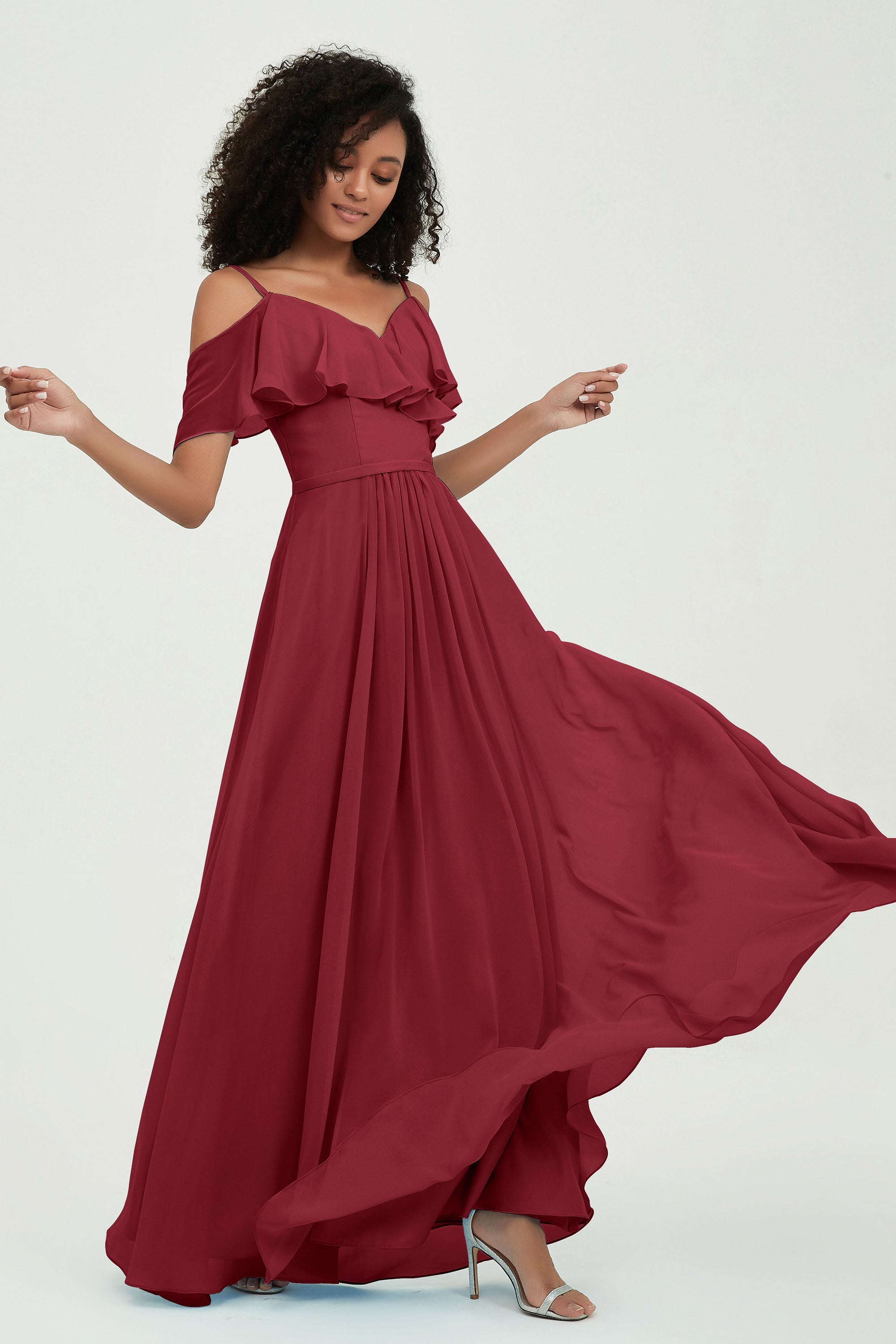 floor-length bridesmaid dress chiffon a line off the shoulder formal evening dresses gowns