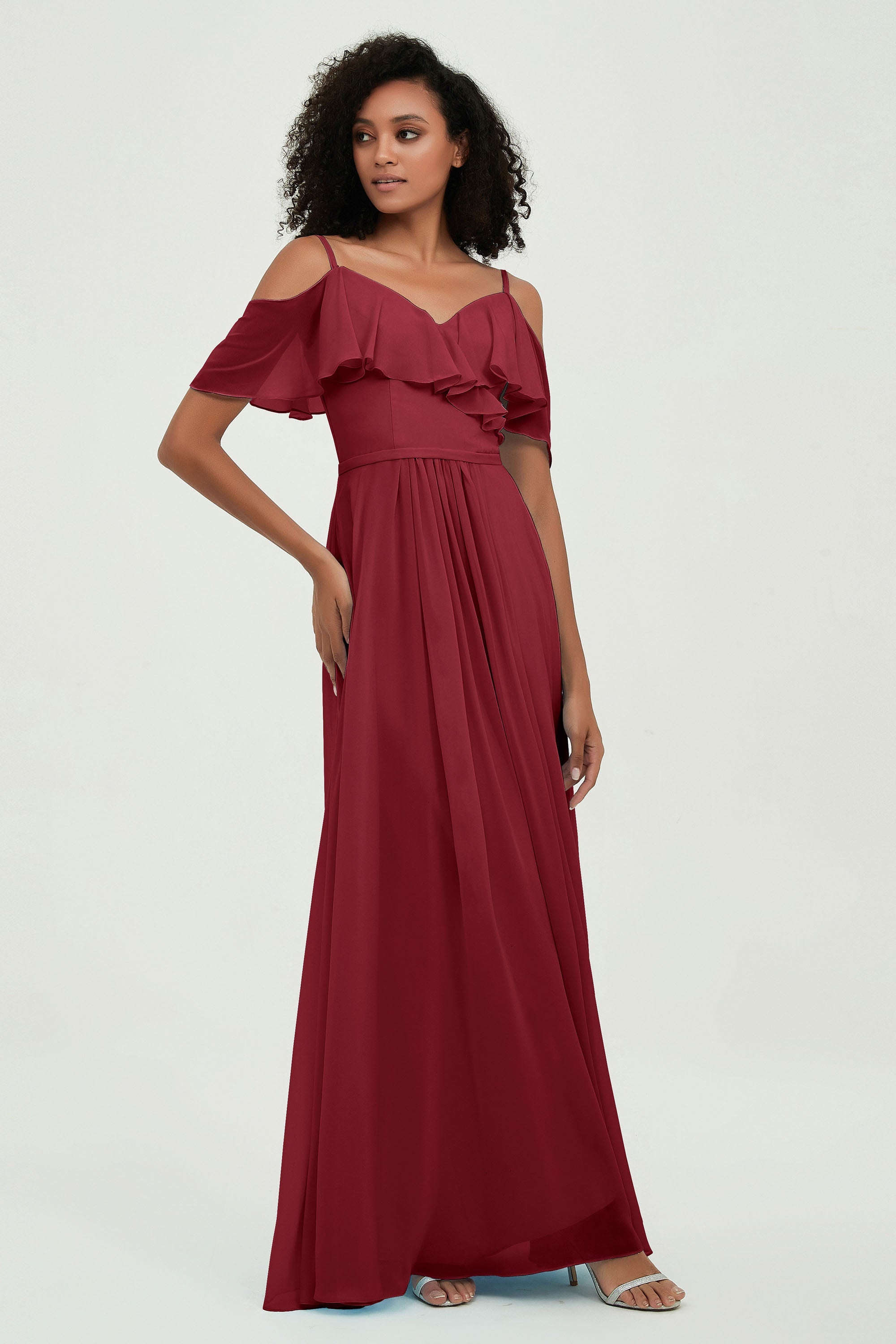 floor-length bridesmaid dress chiffon a line off the shoulder formal evening dresses gowns