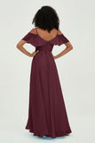 floor-length bridesmaid dress chiffon a line off the shoulder formal evening dresses gowns