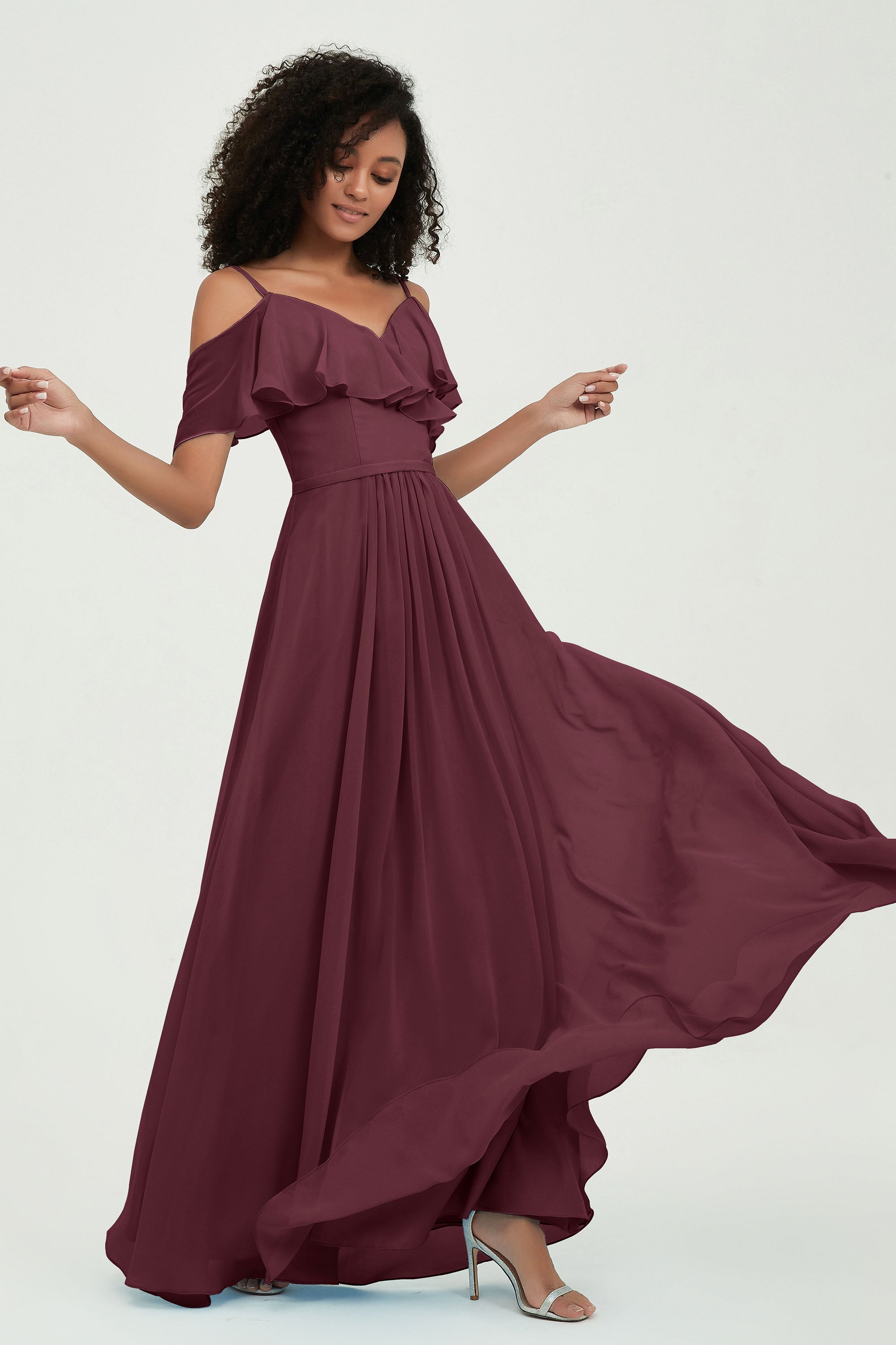 floor-length bridesmaid dress chiffon a line off the shoulder formal evening dresses gowns
