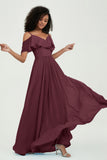 floor-length bridesmaid dress chiffon a line off the shoulder formal evening dresses gowns