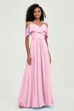 floor-length bridesmaid dress chiffon a line off the shoulder formal evening dresses gowns
