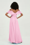 floor-length bridesmaid dress chiffon a line off the shoulder formal evening dresses gowns
