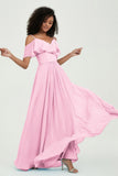 floor-length bridesmaid dress chiffon a line off the shoulder formal evening dresses gowns