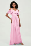 floor-length bridesmaid dress chiffon a line off the shoulder formal evening dresses gowns