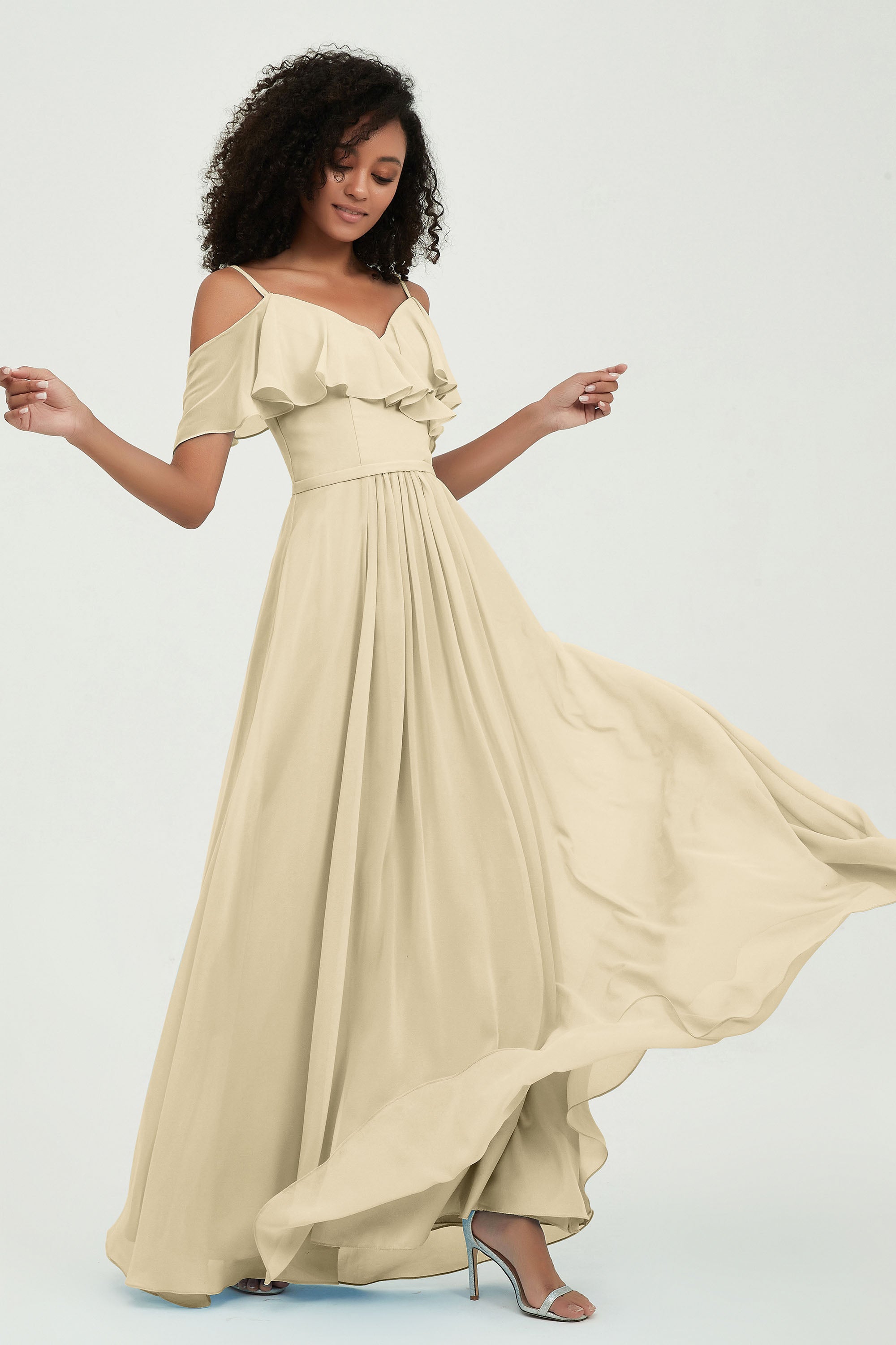 floor-length bridesmaid dress chiffon a line off the shoulder formal evening dresses gowns