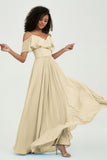 floor-length bridesmaid dress chiffon a line off the shoulder formal evening dresses gowns