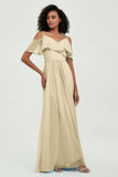 floor-length bridesmaid dress chiffon a line off the shoulder formal evening dresses gowns