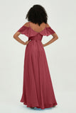 floor-length bridesmaid dress chiffon a line off the shoulder formal evening dresses gowns