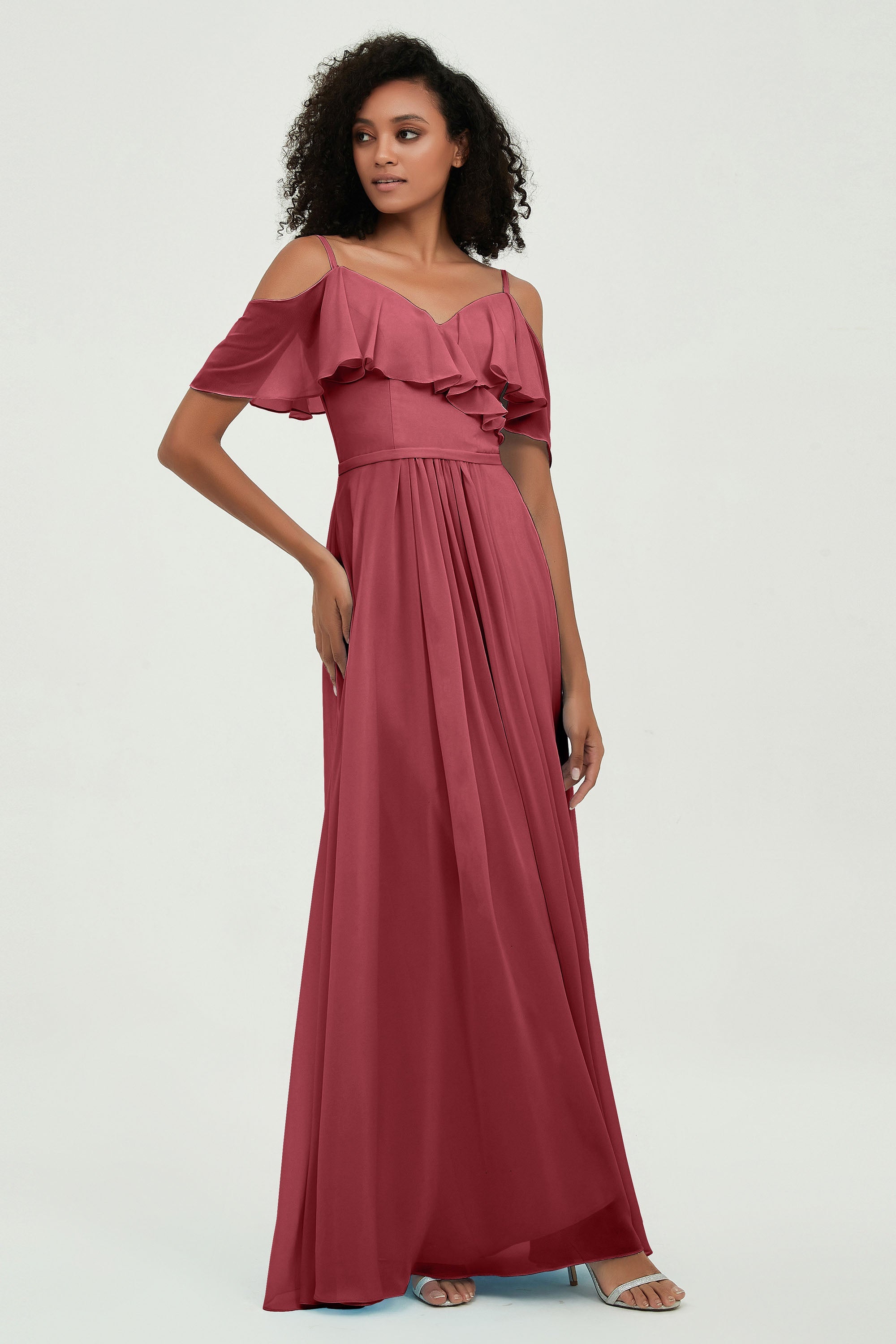floor-length bridesmaid dress chiffon a line off the shoulder formal evening dresses gowns