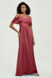 floor-length bridesmaid dress chiffon a line off the shoulder formal evening dresses gowns