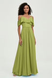floor-length bridesmaid dress chiffon a line off the shoulder formal evening dresses gowns
