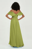 floor-length bridesmaid dress chiffon a line off the shoulder formal evening dresses gowns