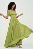 floor-length bridesmaid dress chiffon a line off the shoulder formal evening dresses gowns