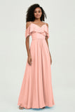 floor-length bridesmaid dress chiffon a line off the shoulder formal evening dresses gowns