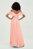 floor-length bridesmaid dress chiffon a line off the shoulder formal evening dresses gowns