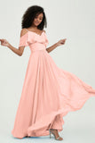 floor-length bridesmaid dress chiffon a line off the shoulder formal evening dresses gowns
