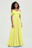 floor-length bridesmaid dress chiffon a line off the shoulder formal evening dresses gowns
