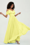 floor-length bridesmaid dress chiffon a line off the shoulder formal evening dresses gowns