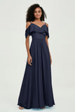 floor-length bridesmaid dress chiffon a line off the shoulder formal evening dresses gowns